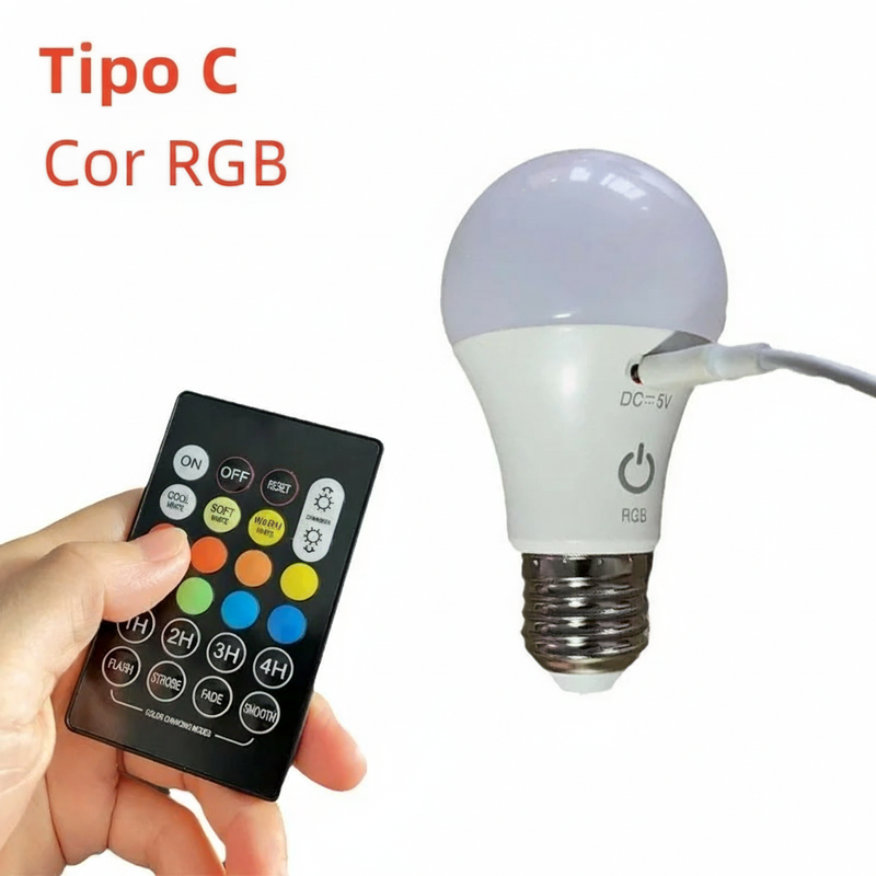 Kit 2 Arandelas de parede sem fio com LED Recarregável RGB