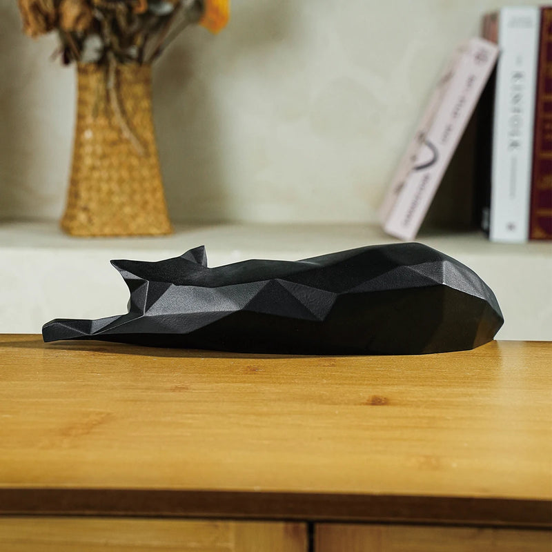 Estátua de Gato deitado - Escultura geométrica moderna