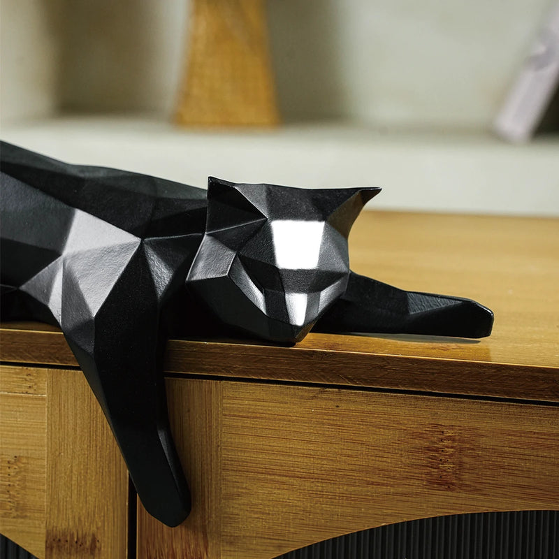 Estátua de Gato deitado - Escultura geométrica moderna