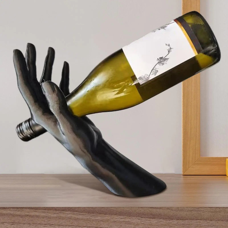 Suporte Flutuante para vinhos em formato de Mão.