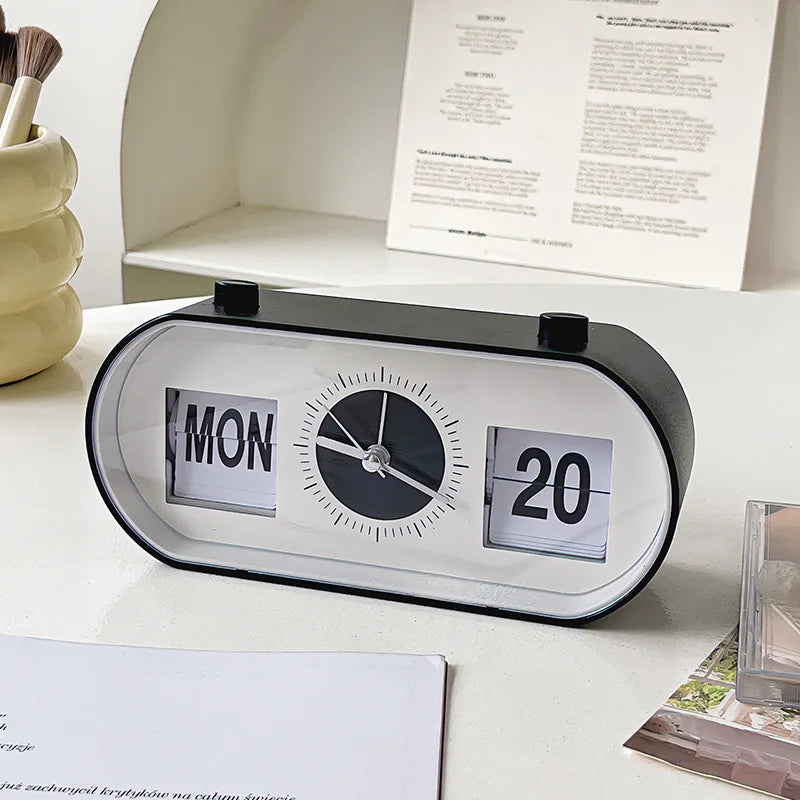 Relógio de Mesa Retrô Criativo com Calendário.