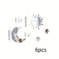 Kit Espelhado Decorativo Sol, Lua e Estrelas (6 peças)