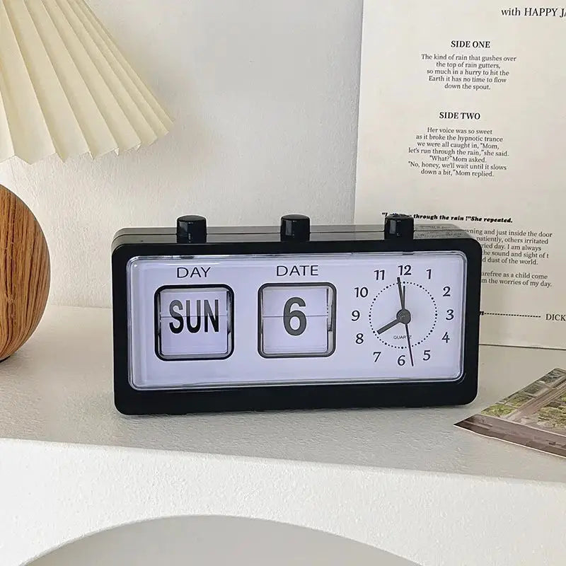 Relógio de Mesa Retrô Criativo com Calendário.