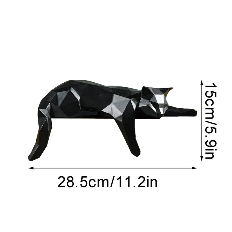 Estátua de Gato deitado - Escultura geométrica moderna