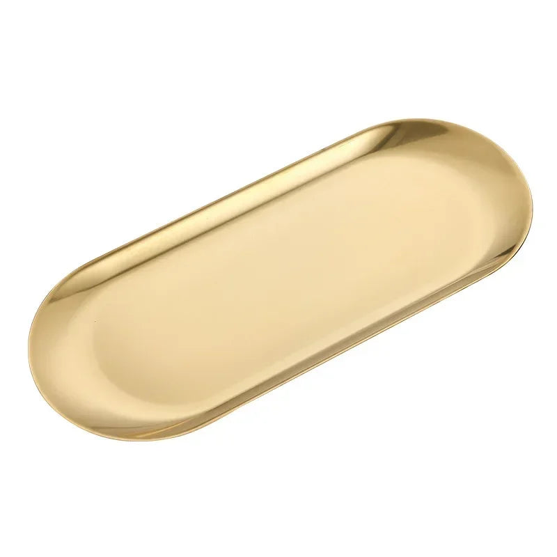 Prato de Jantar Dourado em Aço Inoxidável.