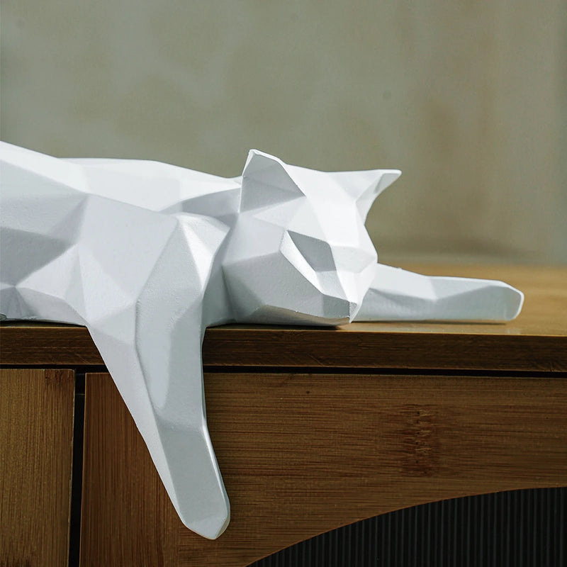 Estátua de Gato deitado - Escultura geométrica moderna