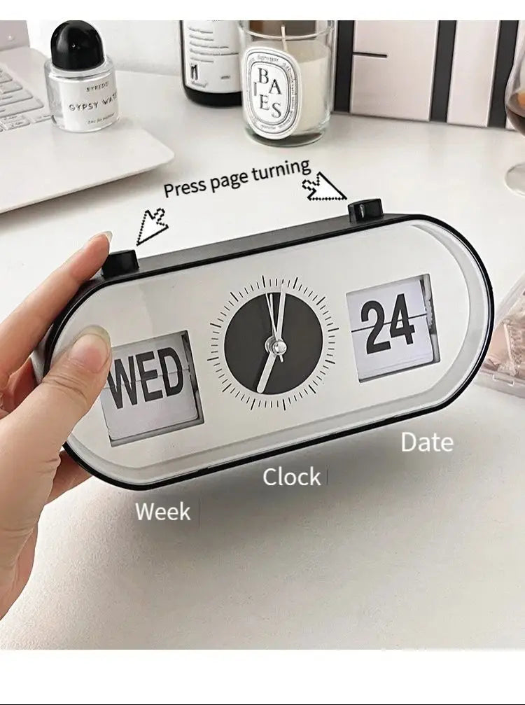 Relógio de Mesa Retrô Criativo com Calendário.