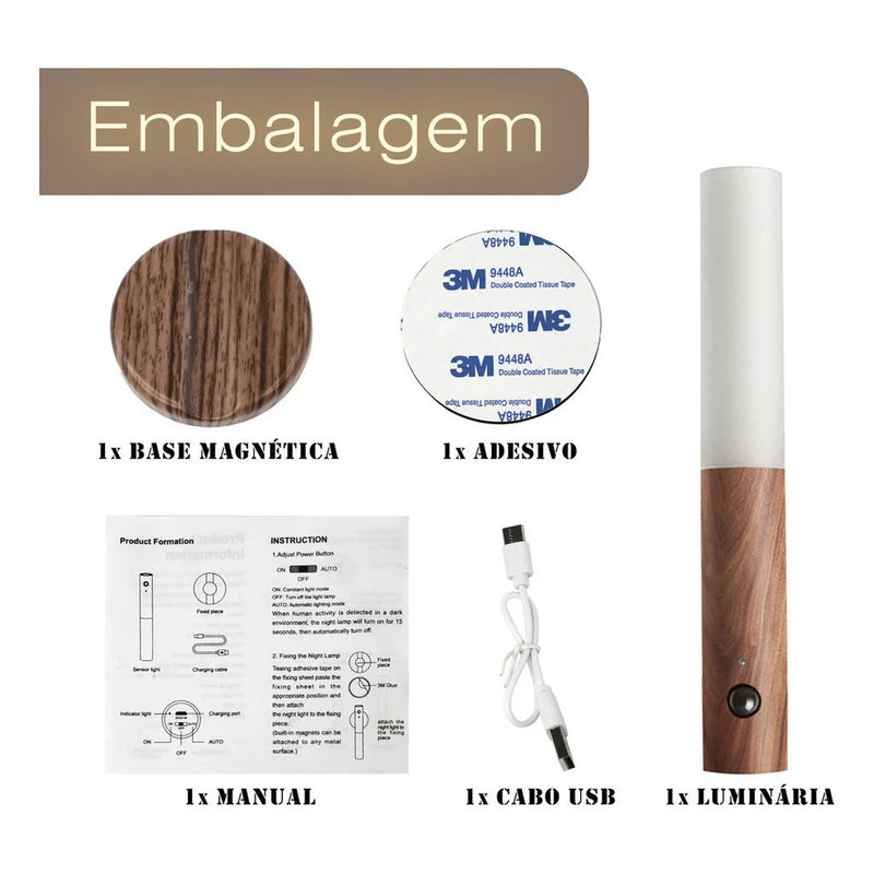 Luminária Magnética de Parede com Sensor