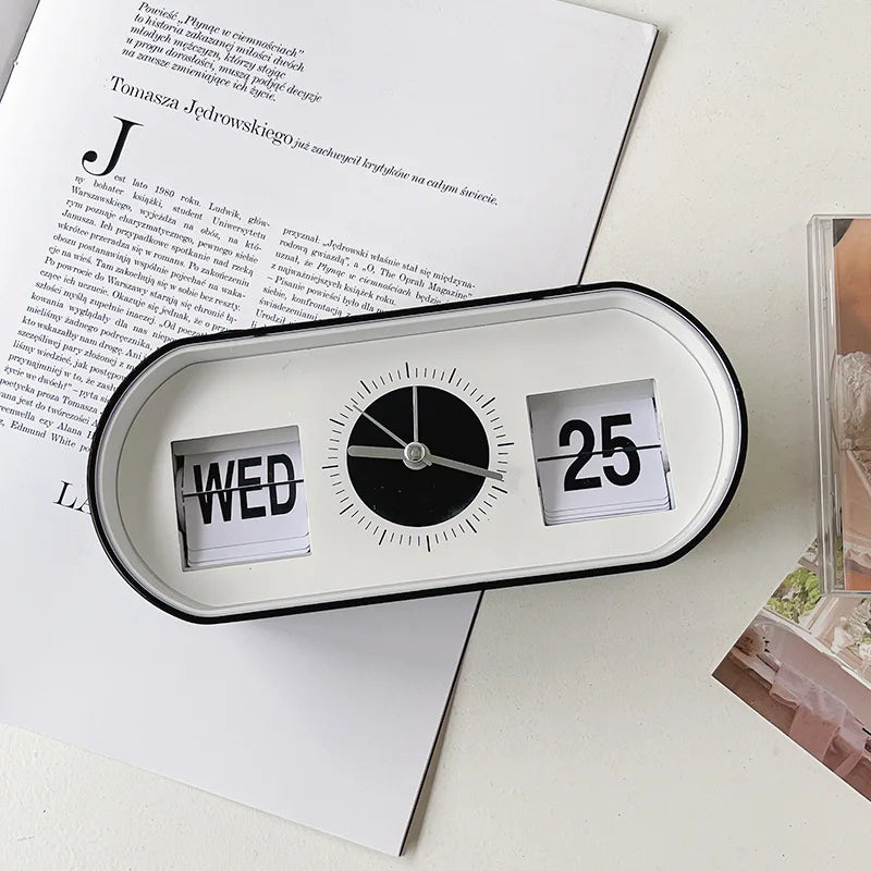 Relógio de Mesa Retrô Criativo com Calendário.