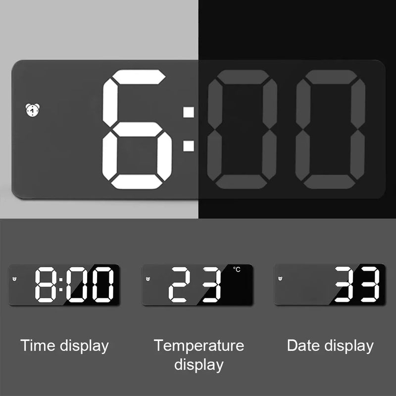 Despertador Inteligente Digital com Tela Espelho LED