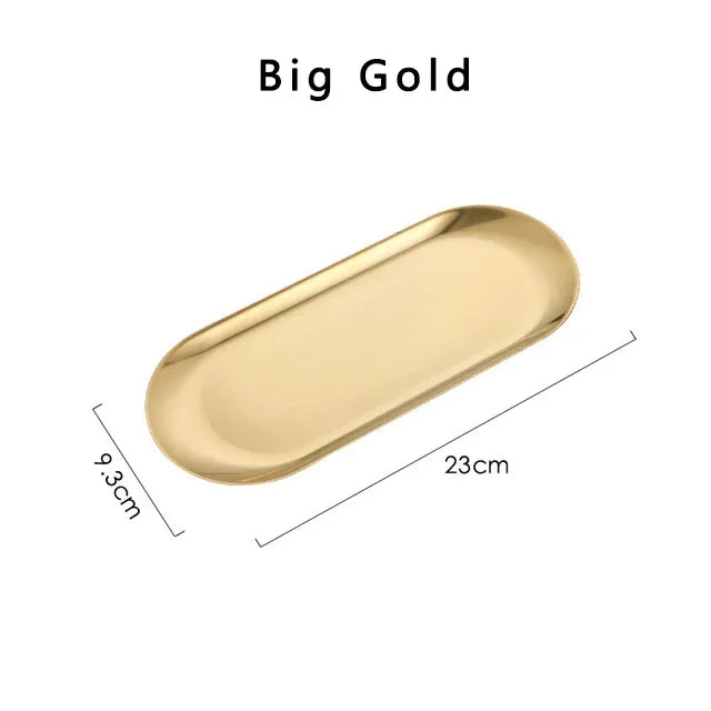 Prato de Jantar Dourado em Aço Inoxidável.