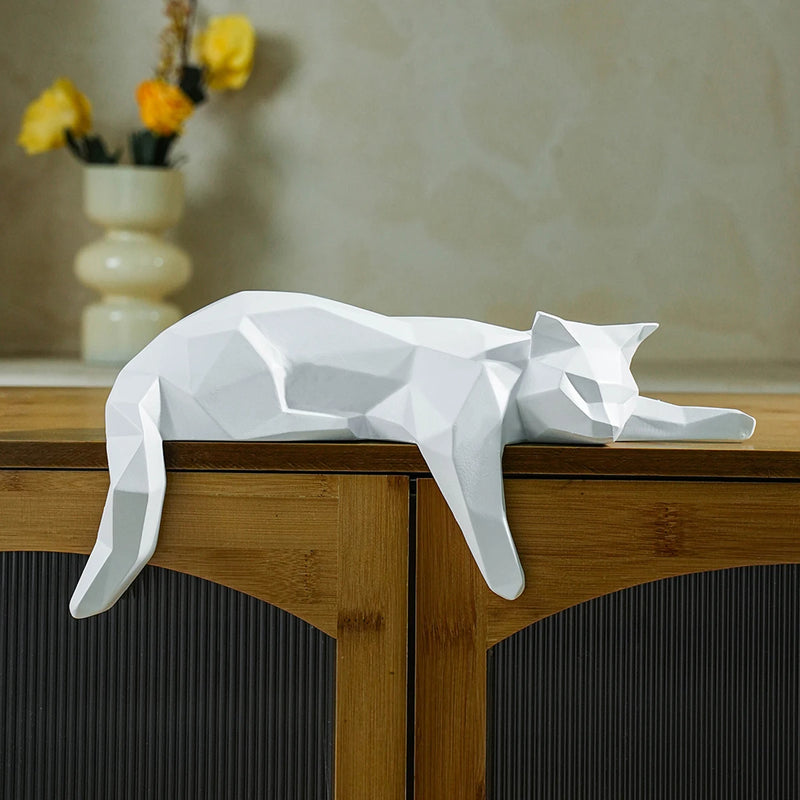 Estátua de Gato deitado - Escultura geométrica moderna