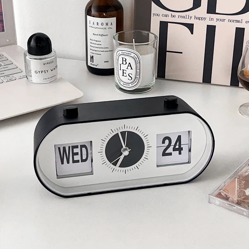 Relógio de Mesa Retrô Criativo com Calendário.