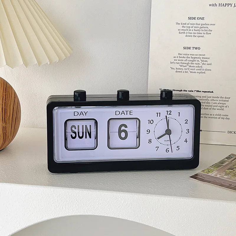 Relógio de Mesa Retrô Criativo com Calendário.