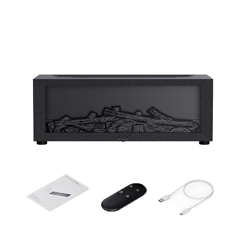 Umidificador de Ar com Difusor de Óleos Essenciais, Efeito Chama, Luz LED Colorida