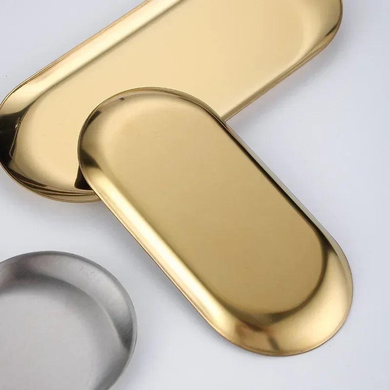 Prato de Jantar Dourado em Aço Inoxidável.